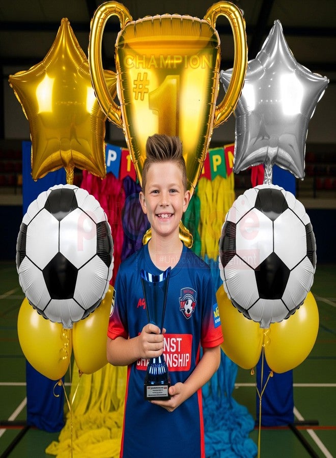 بروبسيكل مجموعة بالونات كرة القدم بتصميم أبطال بروبسيكل - 5 قطع | كأس ذهبي عملاق، كرات قدم، وبالونات فويل على شكل نجمة | زينة لحفلات اليوم الرياضي وأعياد الميلاد - Image 4